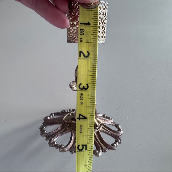 Rose Brass Tone Metal Cherub Candle Stick. 3.5” x 5” - Picture 8 of 10